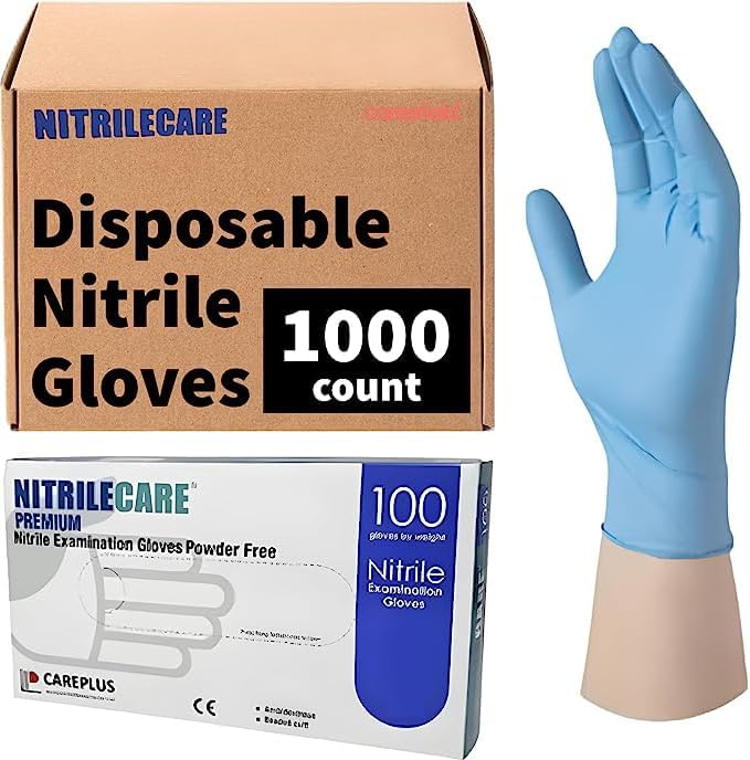an amazon product image featuring one big box with the number 1000 on it and a box of gloves directly under it